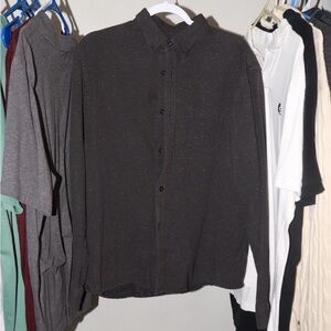 Men's Charcoal Grey Button-Up Shirt